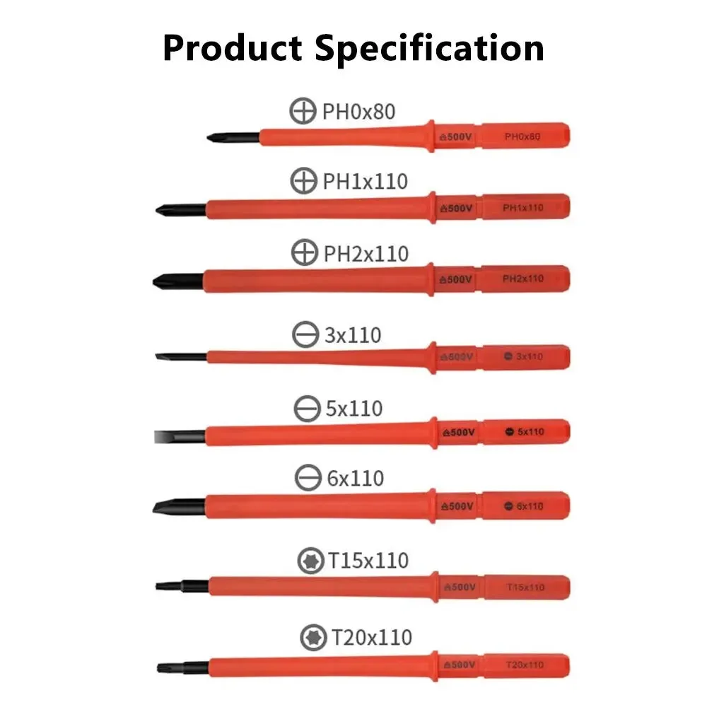 10 Piece Insulated Screwdriver Set with Interchangeable Plum Blossom and Slotted Heads