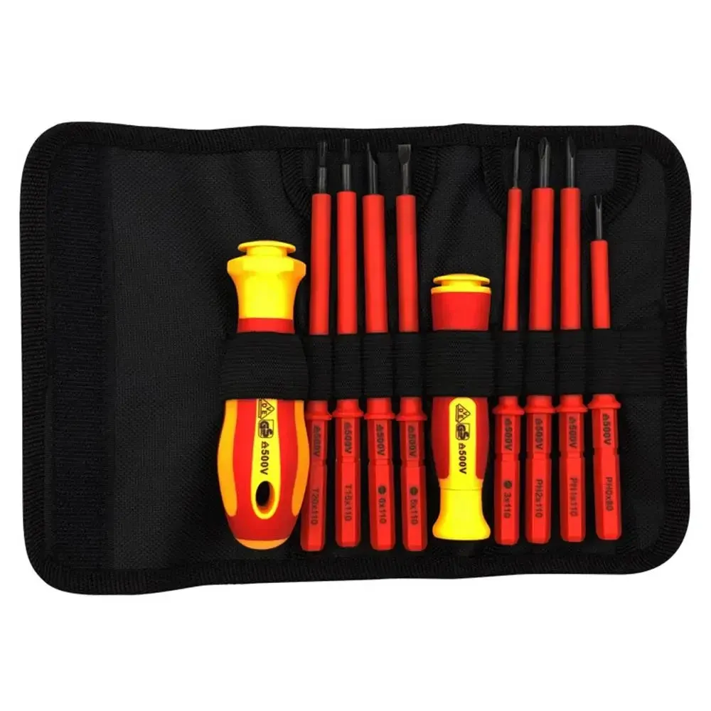 10 Piece Insulated Screwdriver Set with Interchangeable Plum Blossom and Slotted Heads