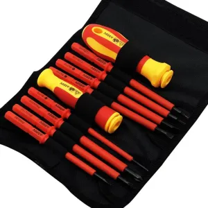 10 Piece Insulated Screwdriver Set with Interchangeable Plum Blossom and Slotted Heads