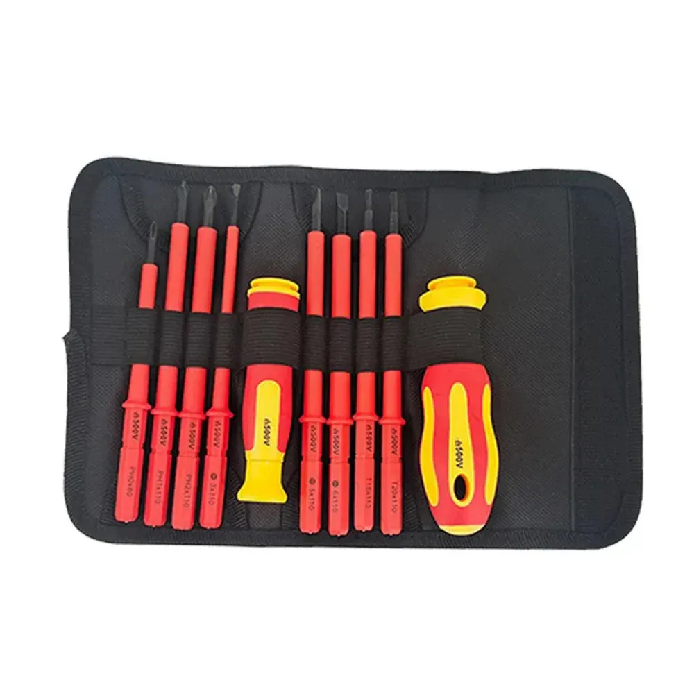 10 Piece Insulated Screwdriver Set with Interchangeable Plum Blossom and Slotted Heads