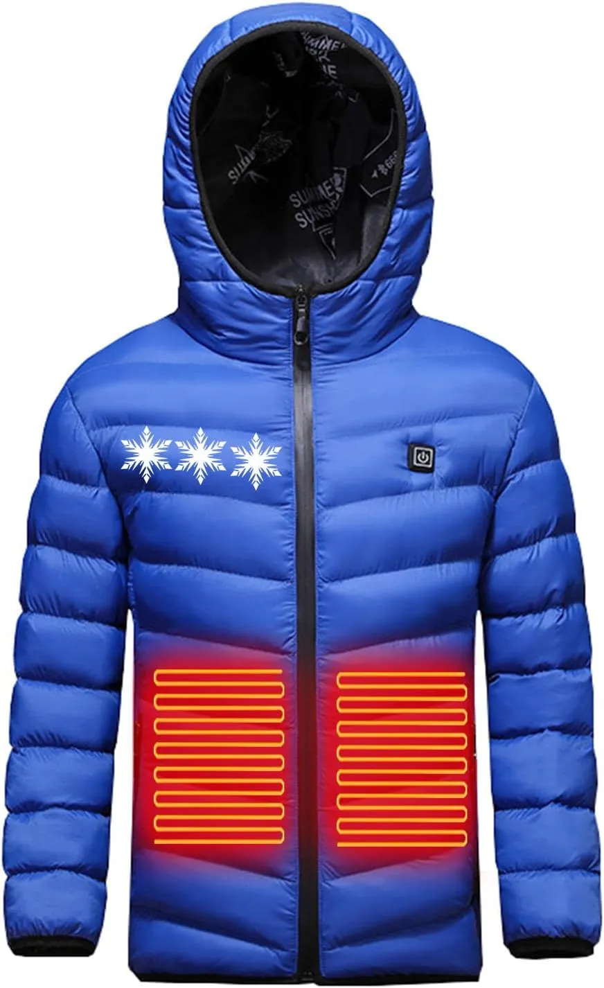 2023 Upgraded Heated Jacket for Boys Girls, Child Electric Heating Jackets Waterproof Windproof Heated Coat Outerwear