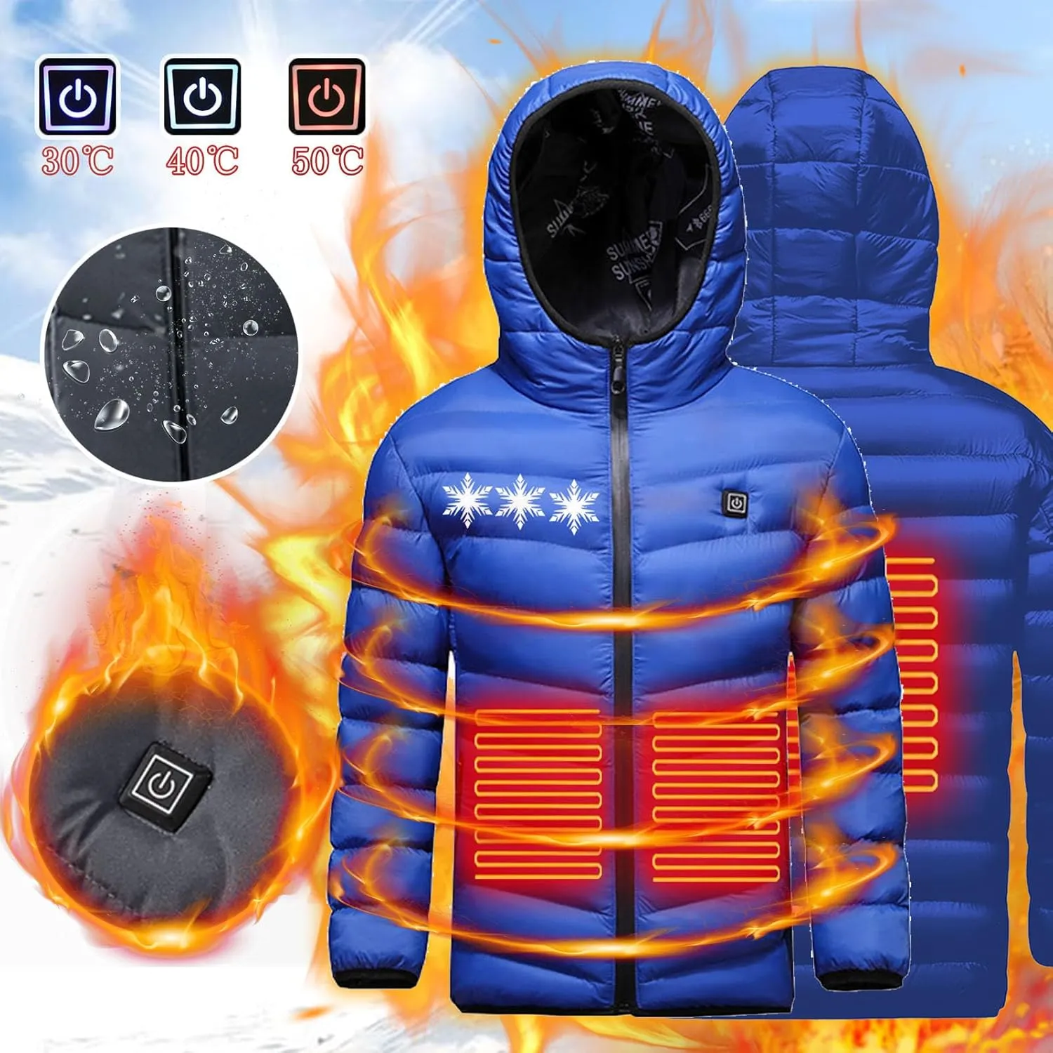 2023 Upgraded Heated Jacket for Boys Girls, Child Electric Heating Jackets Waterproof Windproof Heated Coat Outerwear