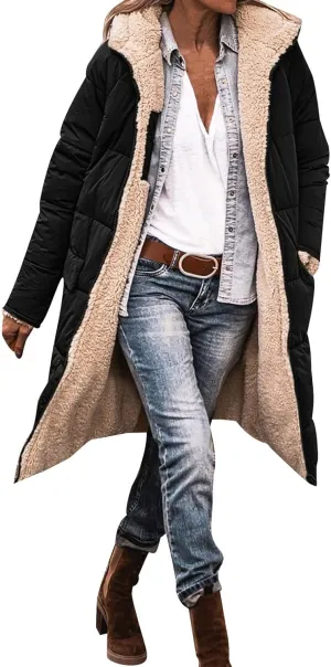 2024 Fleece Windbreaker Jackets Padded Jacket Winter Coat Womens Color Block Puffer Jacket Padded Coat Fluffy Fashion