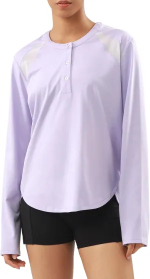 AARYA Women's Lightweight Long Sleeve Workout Shirts - Quick Dry Cotton Yoga & Running Tops, Athletic Active Tee
