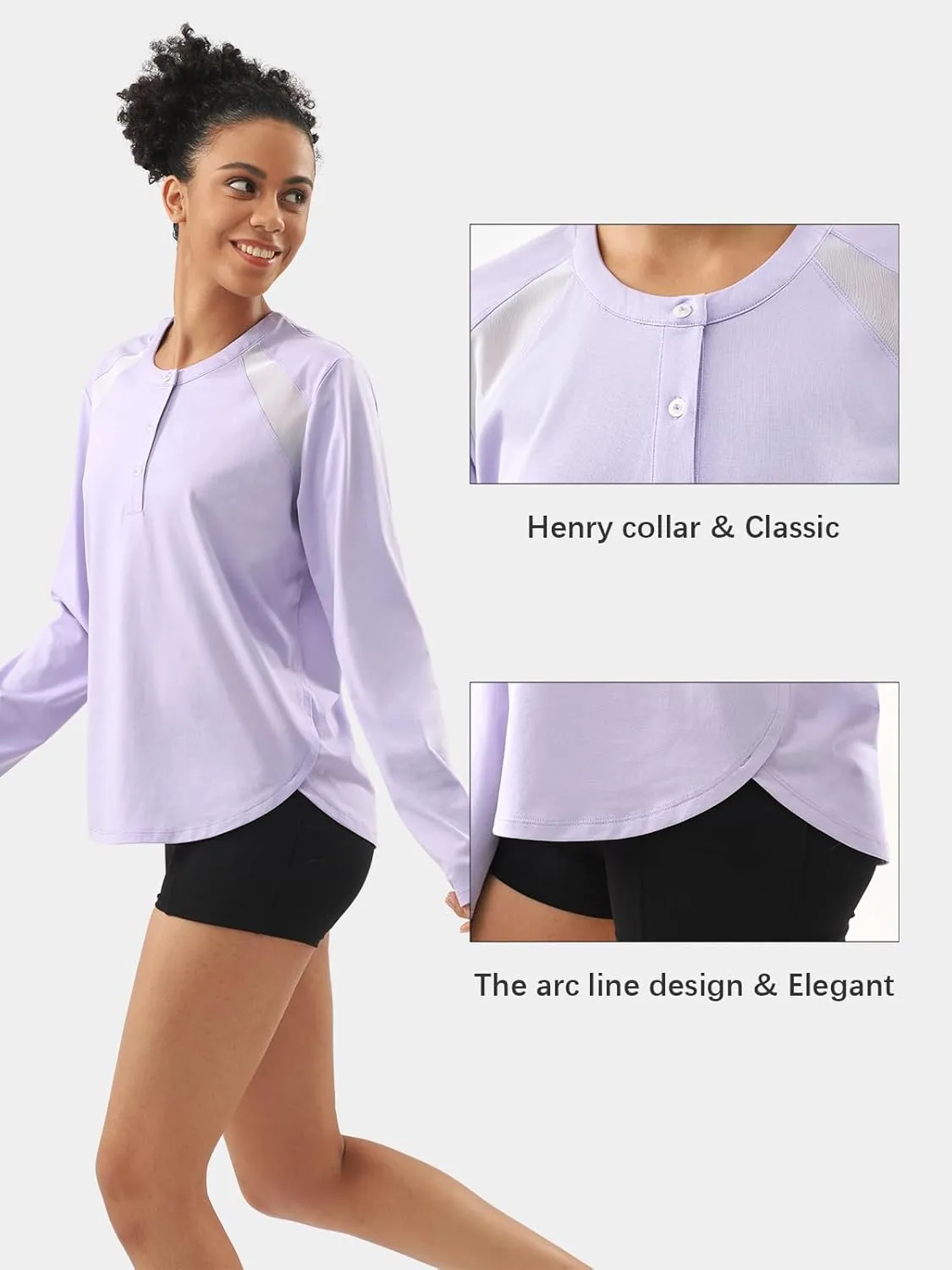 AARYA Women's Lightweight Long Sleeve Workout Shirts - Quick Dry Cotton Yoga & Running Tops, Athletic Active Tee