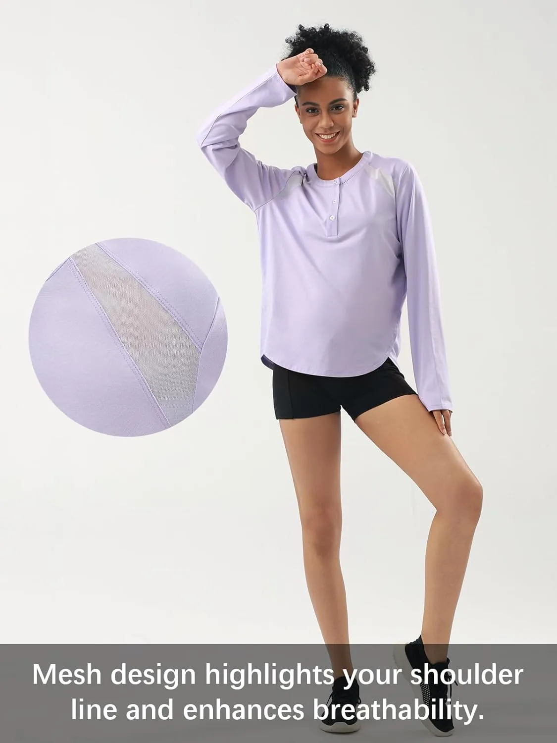AARYA Women's Lightweight Long Sleeve Workout Shirts - Quick Dry Cotton Yoga & Running Tops, Athletic Active Tee