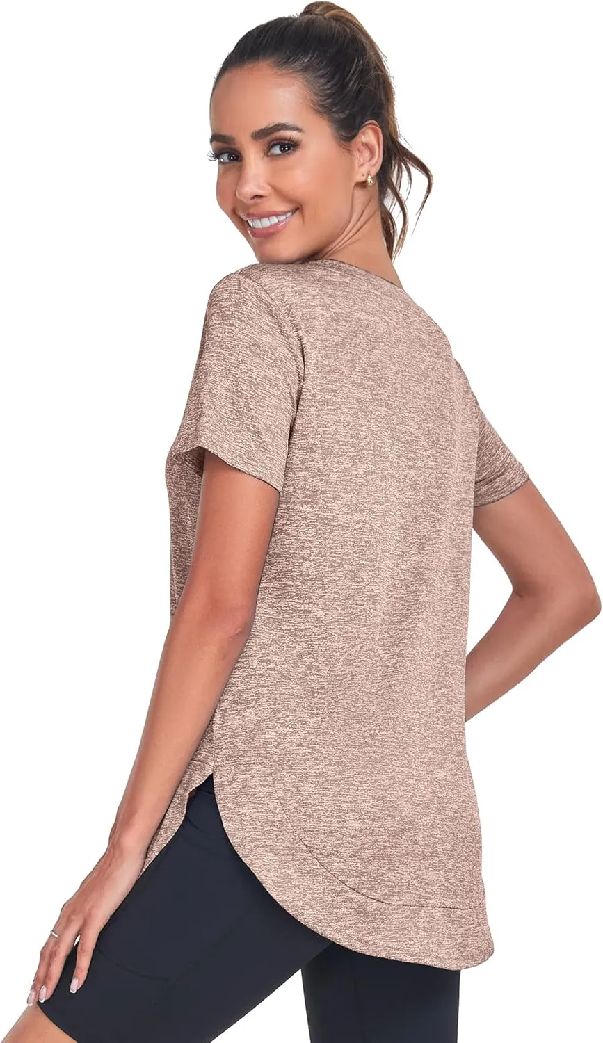 Absttith Women's Short Sleeve Workout Shirts Athletic Casual Tops Quick Dry Gym Soprt Tee Side Split