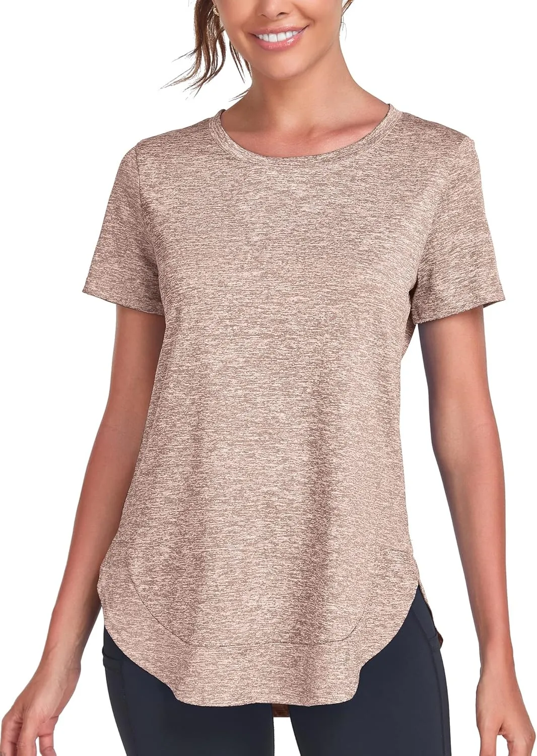 Absttith Women's Short Sleeve Workout Shirts Athletic Casual Tops Quick Dry Gym Soprt Tee Side Split