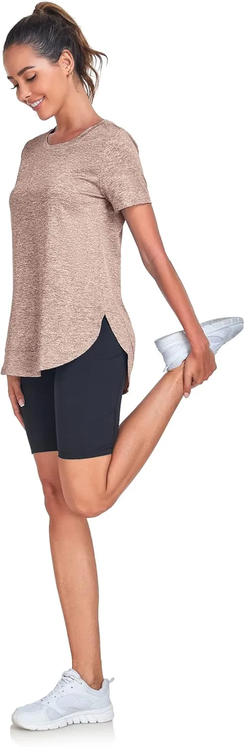 Absttith Women's Short Sleeve Workout Shirts Athletic Casual Tops Quick Dry Gym Soprt Tee Side Split