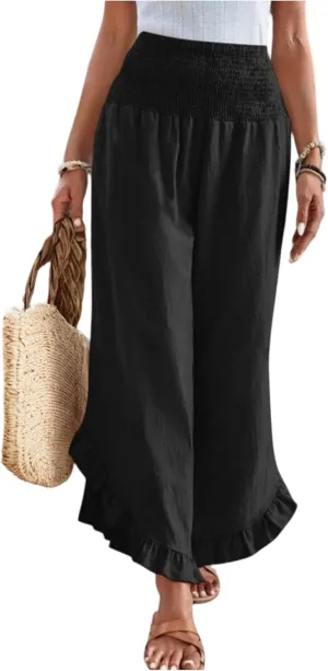 ADHOWBEW Linen Pants for Women Work High Waisted Lounge Plus Size Stretch Cotton Casual Dressy Flowy Pants Bottoms