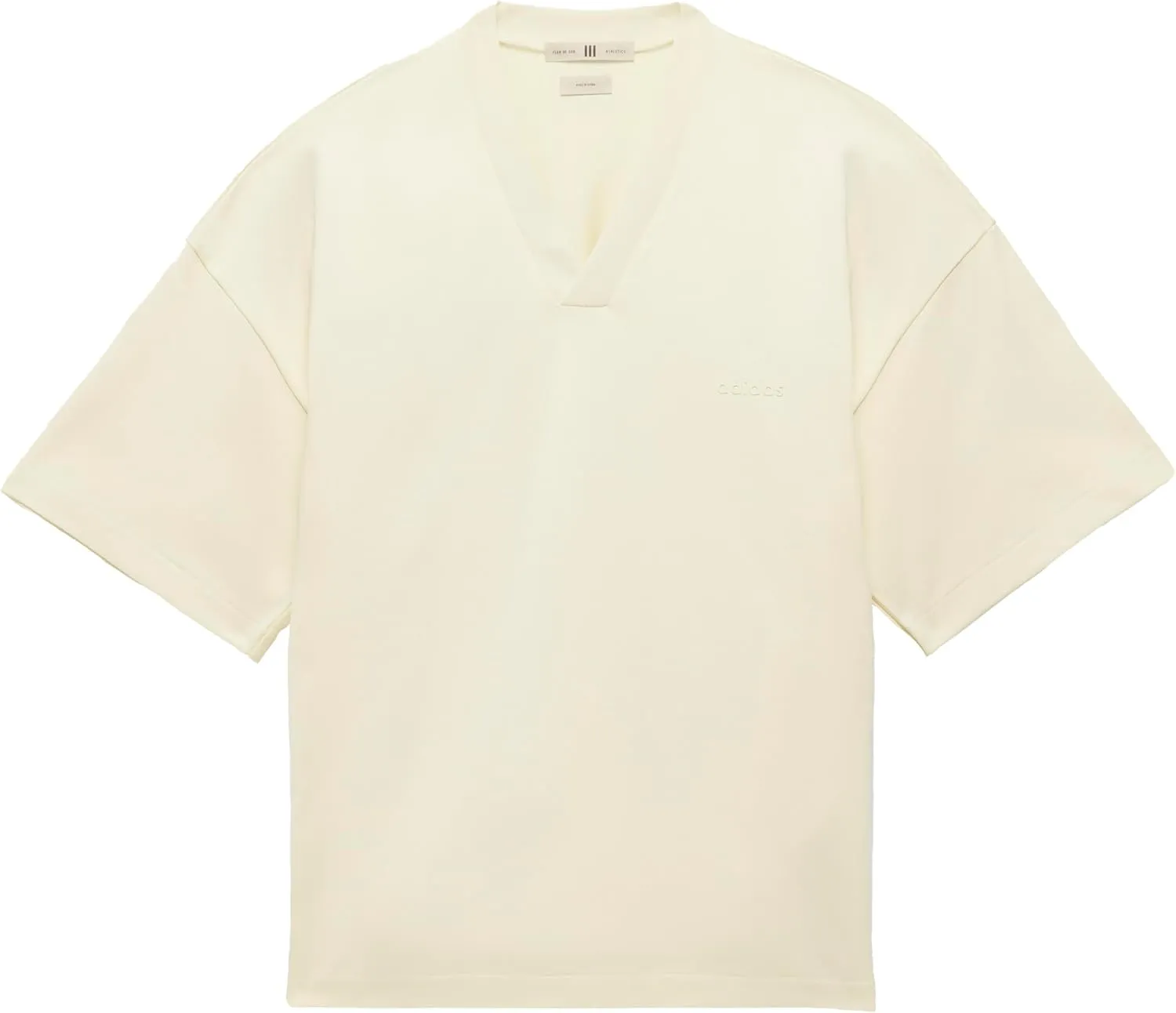 adidas Mens Fear of God X Athletics V Neck Short Sleeve Casual Tops Casual - Off White - Size XL