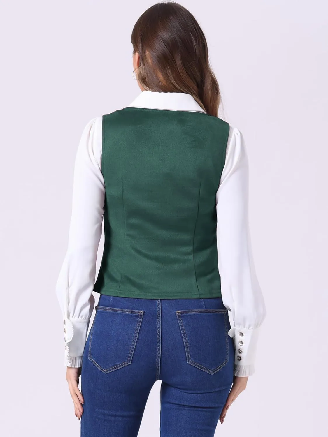 Allegra K Women's 2025 Vintage Faux Suede Vest Jacket Sweetheart Neck Sleeveless Lace Up Waistcoat Vest
