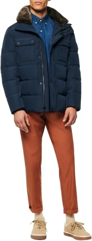 Andrew Marc Men's Short Water Resistant Godwin Down Jacket Rib Knit at Storm Cuffs