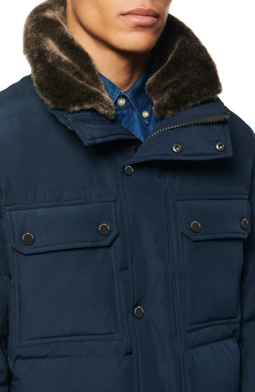 Andrew Marc Men's Short Water Resistant Godwin Down Jacket Rib Knit at Storm Cuffs