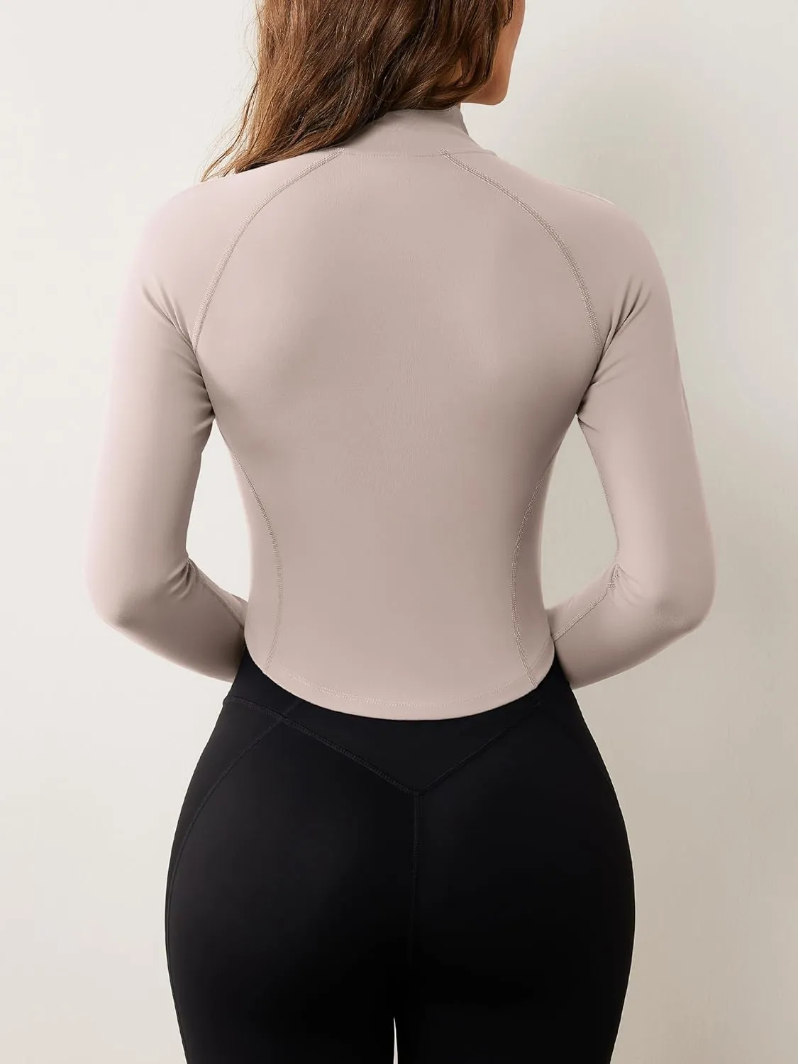 AVGO Women's Workout Jacket Lightweight Zip Up Cropped Yoga Jackets Slim Fit Athletic Tops with Thumb Holes