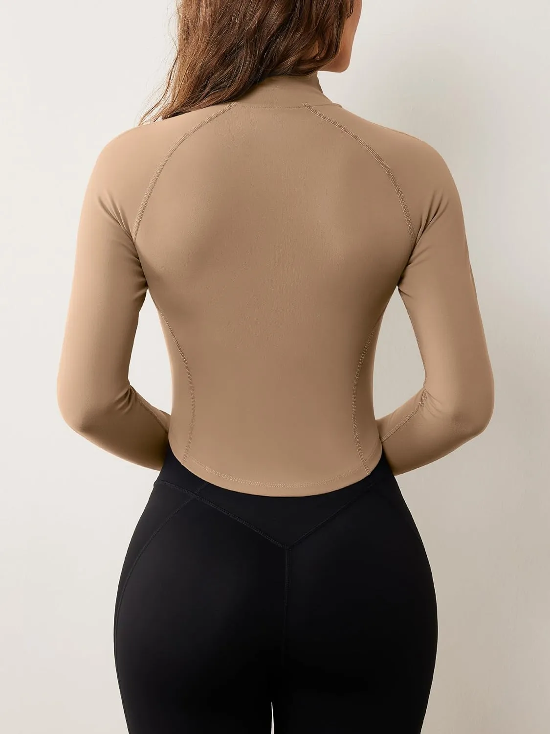 AVGO Women's Workout Jacket Lightweight Zip Up Cropped Yoga Jackets Slim Fit Athletic Tops with Thumb Holes