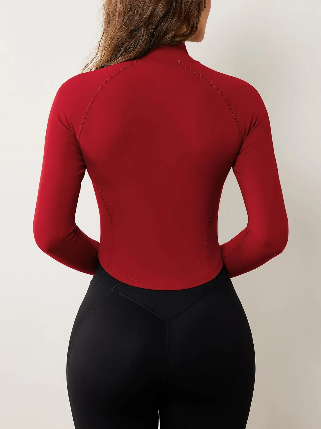 AVGO Women's Workout Jacket Lightweight Zip Up Cropped Yoga Jackets Slim Fit Athletic Tops with Thumb Holes