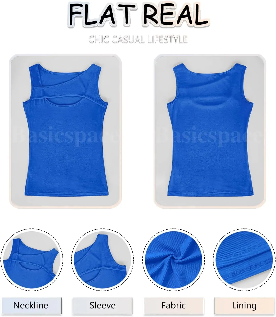 Basicspace Womens Fashion Summer Tank Tops One Piece Cutout Tshirts Sleeveless Ribbed Slim Fitted Shirts Tee