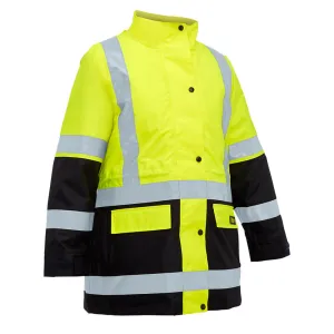 Bisley BKL6975 Women’s Taped Hi Vis 5 In 1 Rain Jacket Yellow/Navy