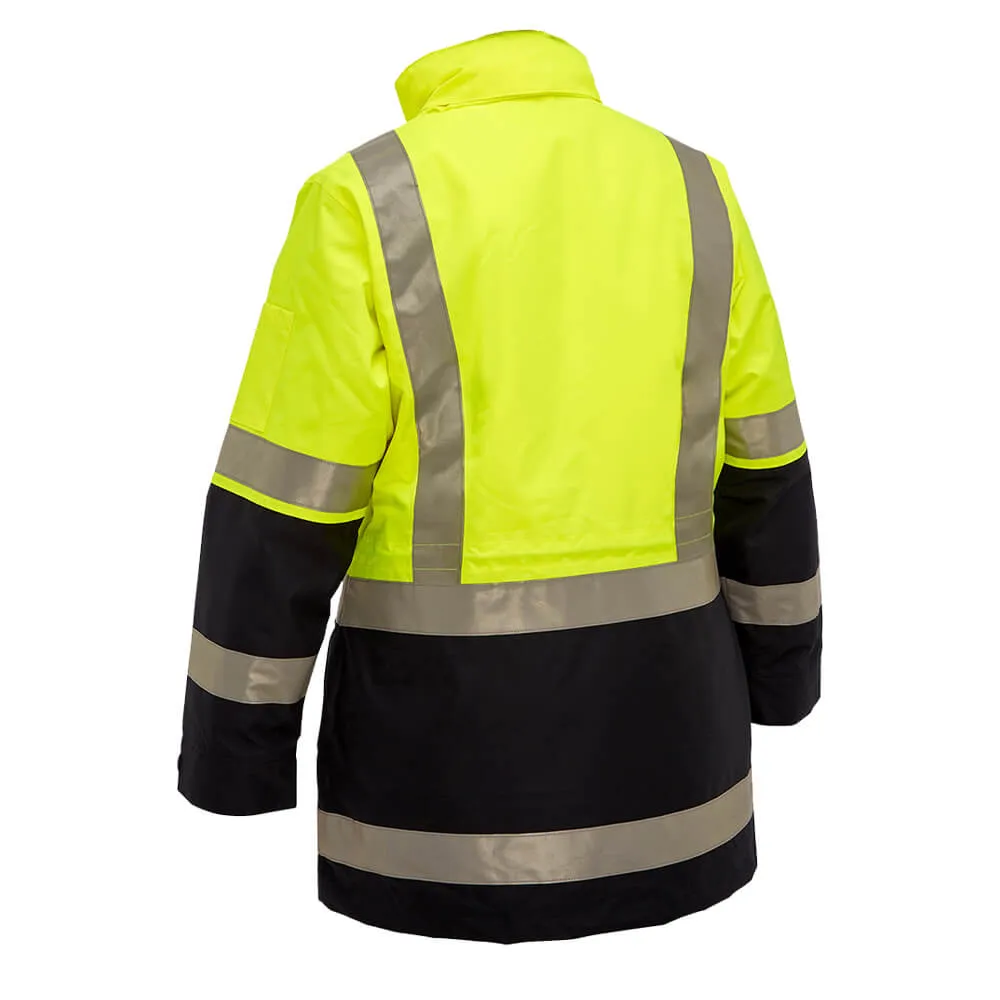 Bisley BKL6975 Women’s Taped Hi Vis 5 In 1 Rain Jacket Yellow/Navy