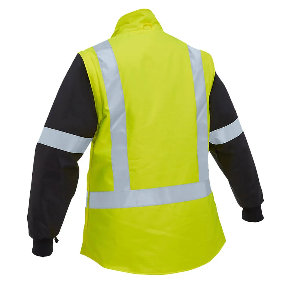 Bisley BKL6975 Women’s Taped Hi Vis 5 In 1 Rain Jacket Yellow/Navy