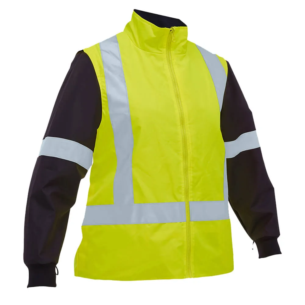 Bisley BKL6975 Women’s Taped Hi Vis 5 In 1 Rain Jacket Yellow/Navy