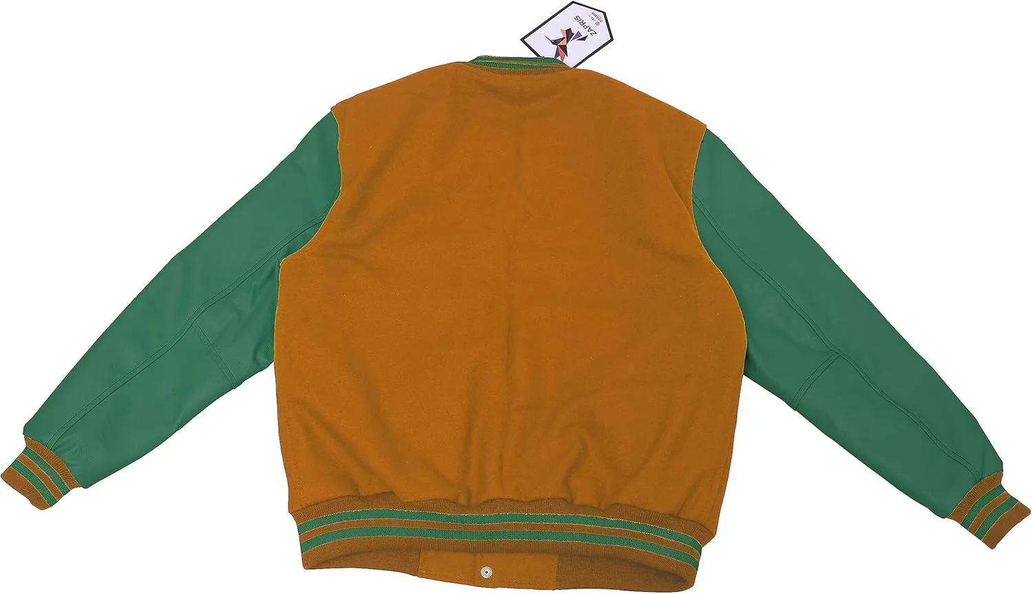 Bomber Jacket Men Motorcycle Biker Racer Baseball Letterman Varsity Jacket Wool Cowhide Leather Dark Green Sleeve