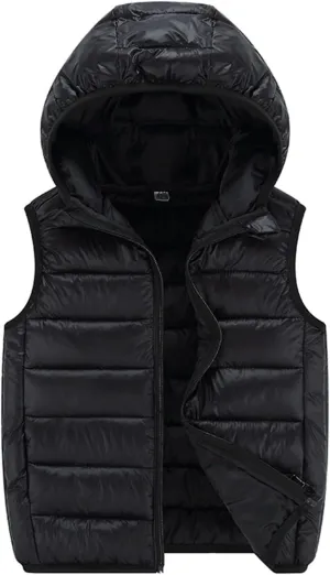Boys Girls Puffer Down Vest Toddler Kids Hooded Zip Sleeveless Jacket Winter Warm Coat Outerwear