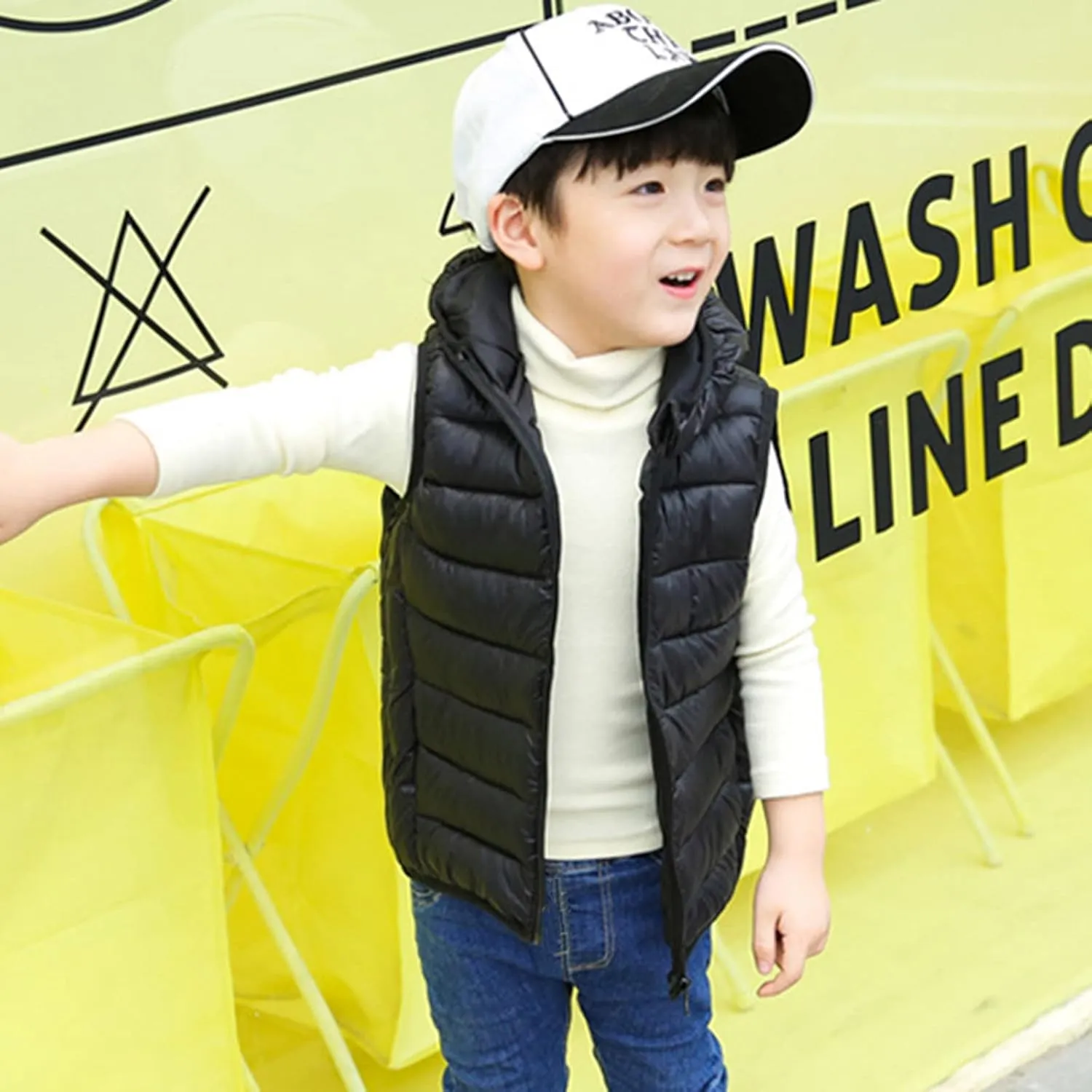 Boys Girls Puffer Down Vest Toddler Kids Hooded Zip Sleeveless Jacket Winter Warm Coat Outerwear