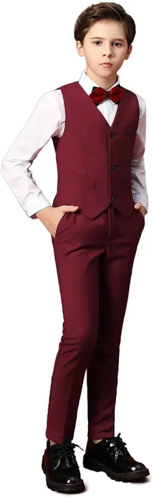 Boys Suit Kids Formal Wedding Tuxedo Dress Suits for Teen Boys Vest and Pants Set
