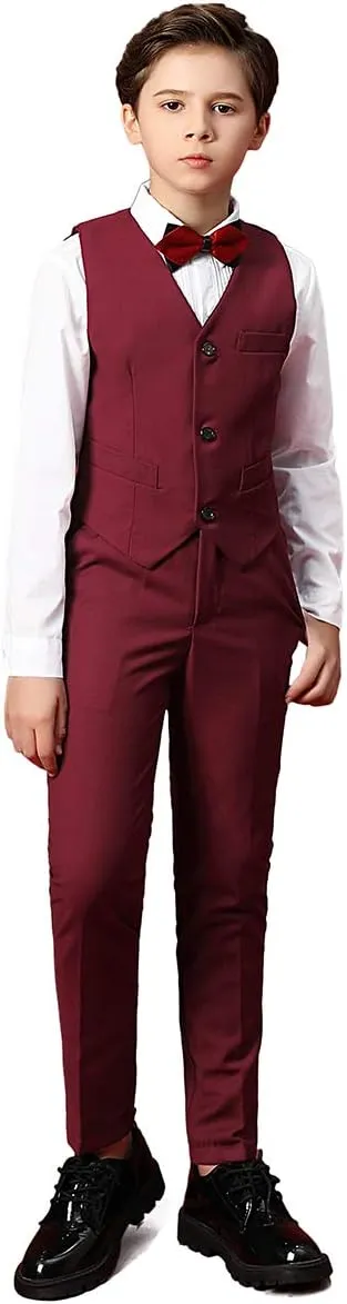 Boys Suit Kids Formal Wedding Tuxedo Dress Suits for Teen Boys Vest and Pants Set