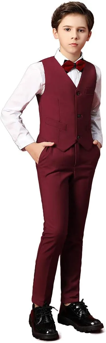 Boys Suit Kids Formal Wedding Tuxedo Dress Suits for Teen Boys Vest and Pants Set
