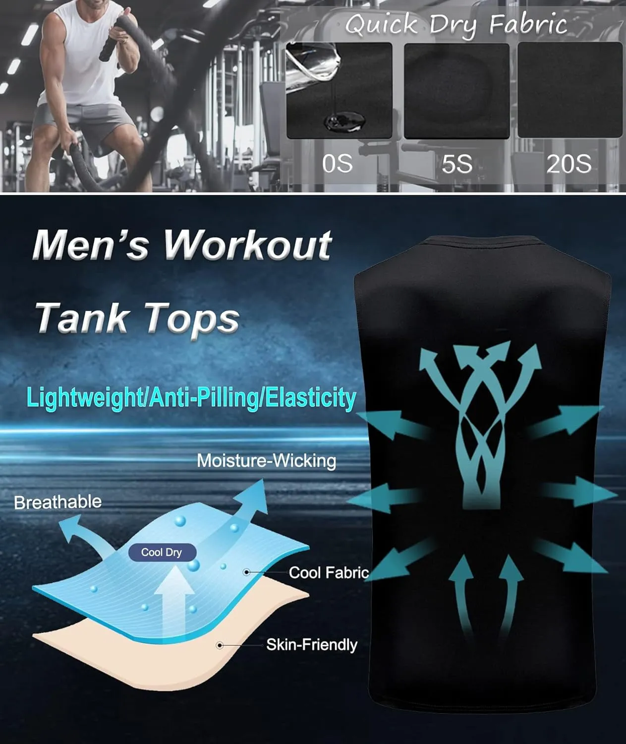 Boyzn Men's 3 Pack Workout Tank Tops Gym Athletic Muscle Tee Bodybuilding Fitness Sleeveless T-Shirts