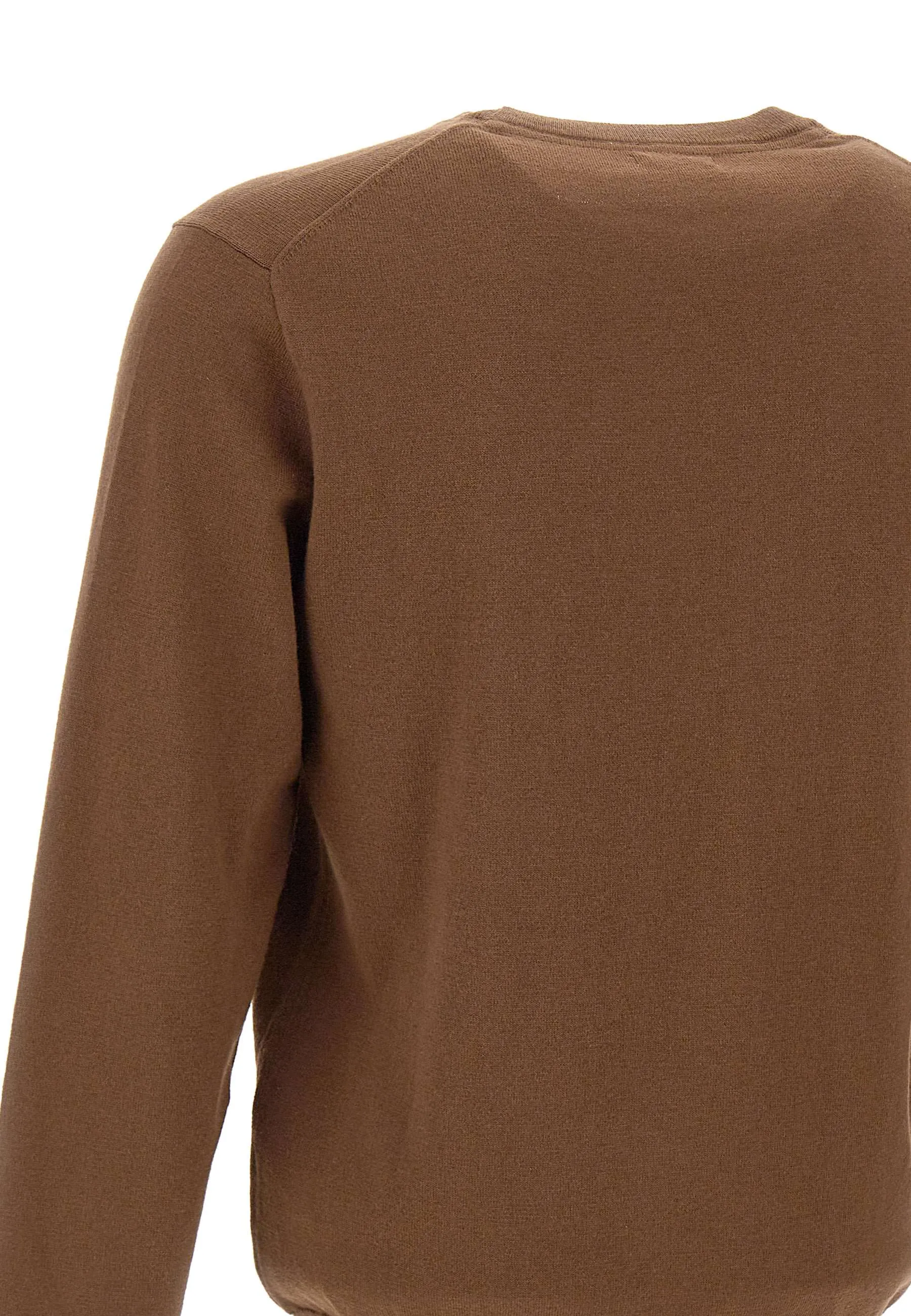 Brown Cotton and Wool Crew Neck Sweater