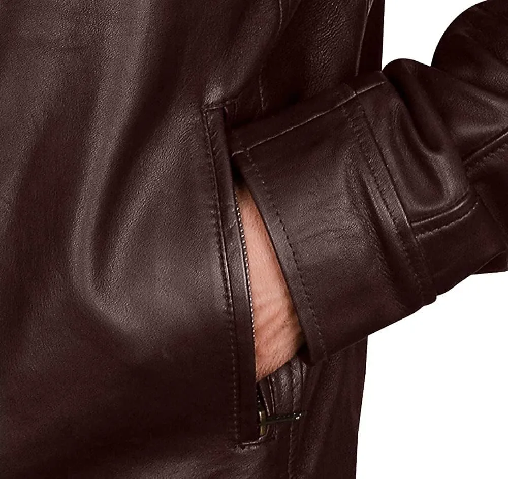 Brown Leather Jacket Mens Real Lambskin Vintage Biker Jacket Men - Mens Black Leather Jacket