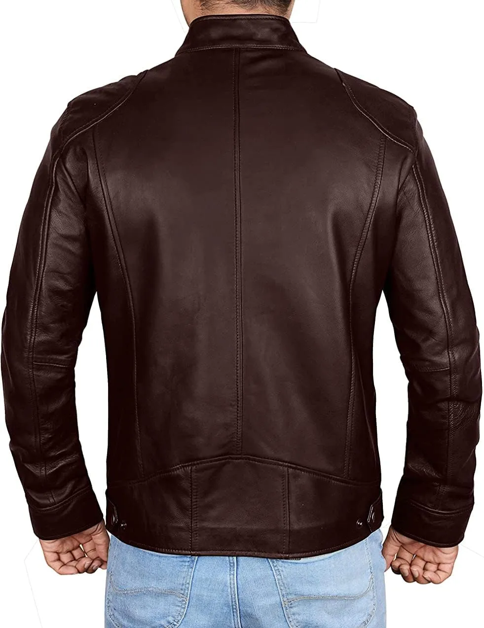 Brown Leather Jacket Mens Real Lambskin Vintage Biker Jacket Men - Mens Black Leather Jacket