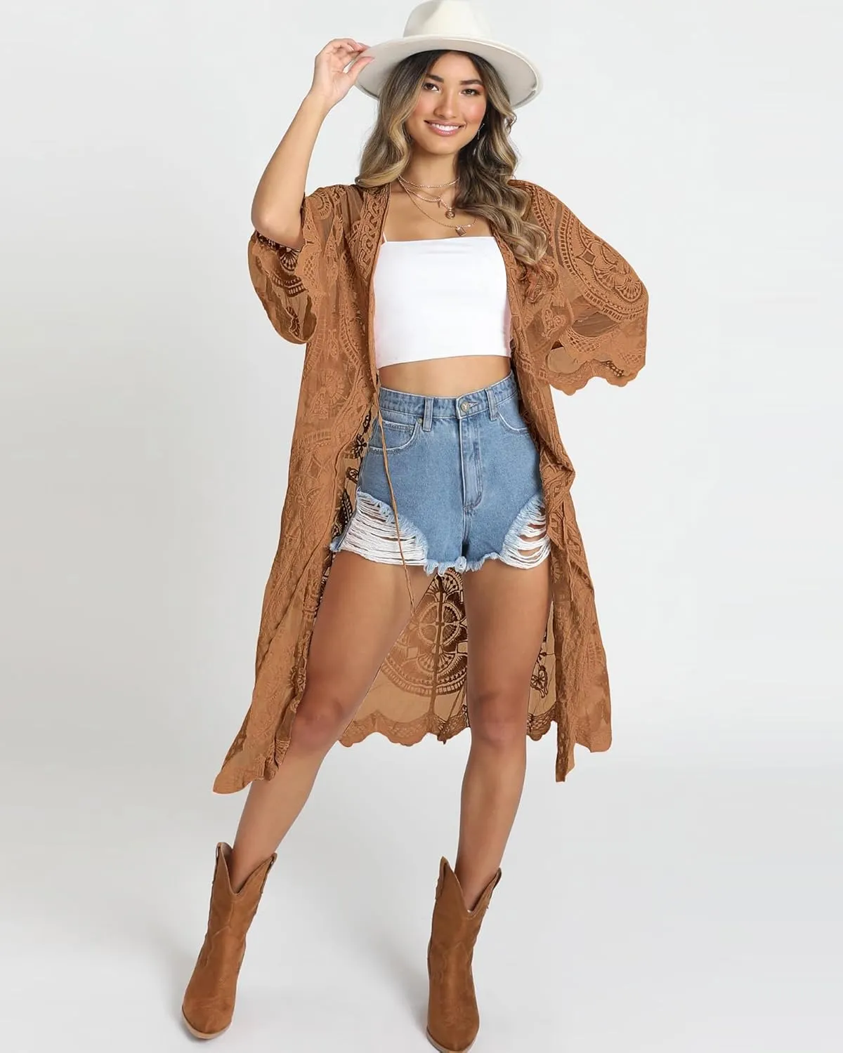 Bsubseach Women Mesh Cardigan Bikini Beach Kimono Open Front Swimsuit Cover Ups Swimwear