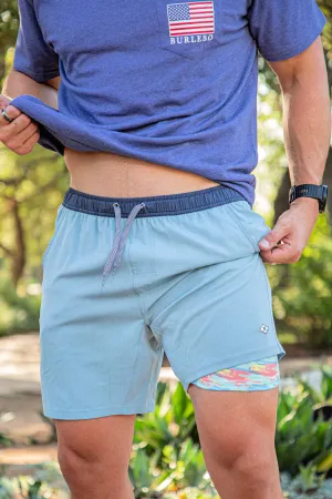 Burlebo Athletic Shorts- Dusty Blue