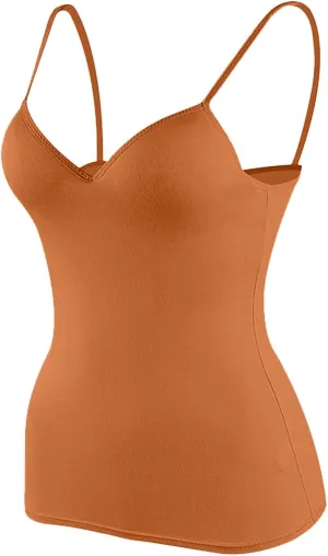 Camisole Tops for Women Wtih Shelf Bra Spaghetti Strap Yoga Shirt Basic Breathable Tank Top Layer Padded Bra