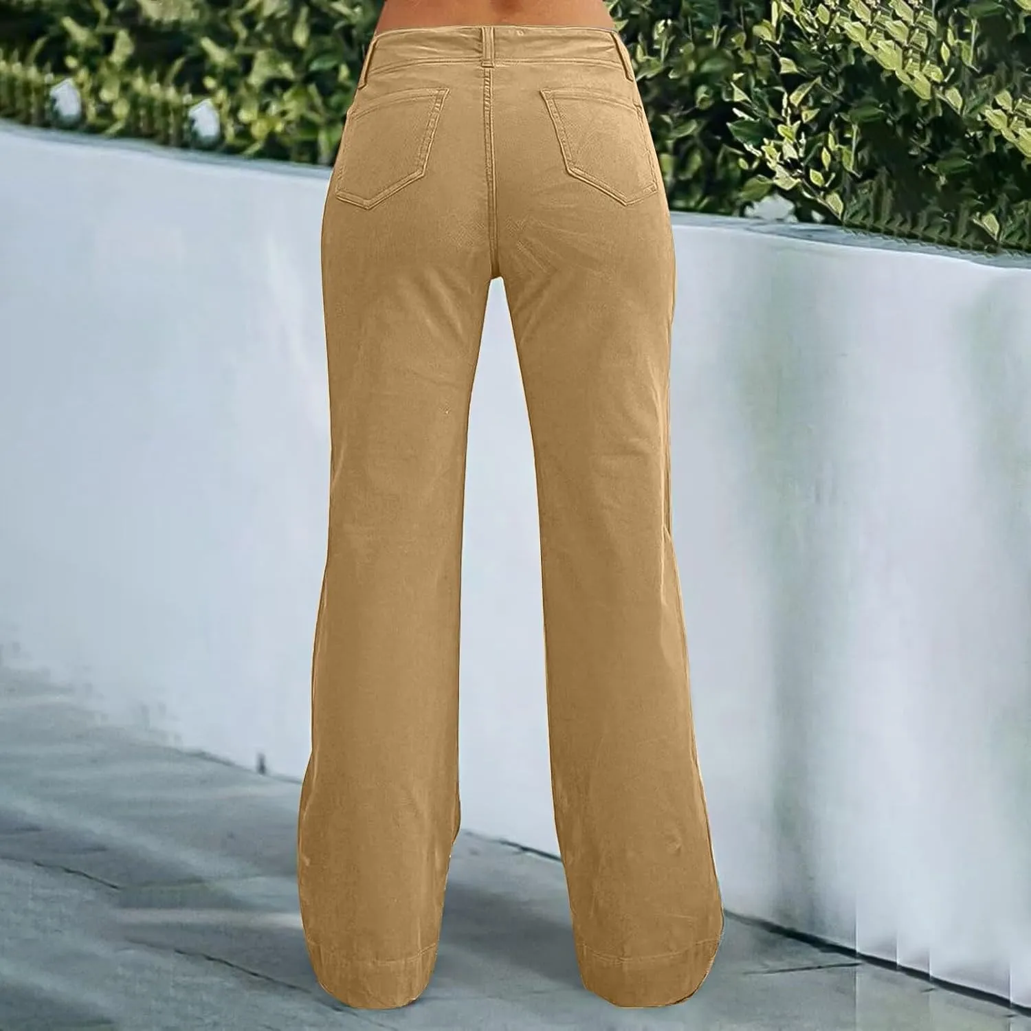 Causal Wide Leg Pants for Women Y2K Stretch Twill High Waisted Chino Pants Comfy Slim Fit Dress Pants with Pockets