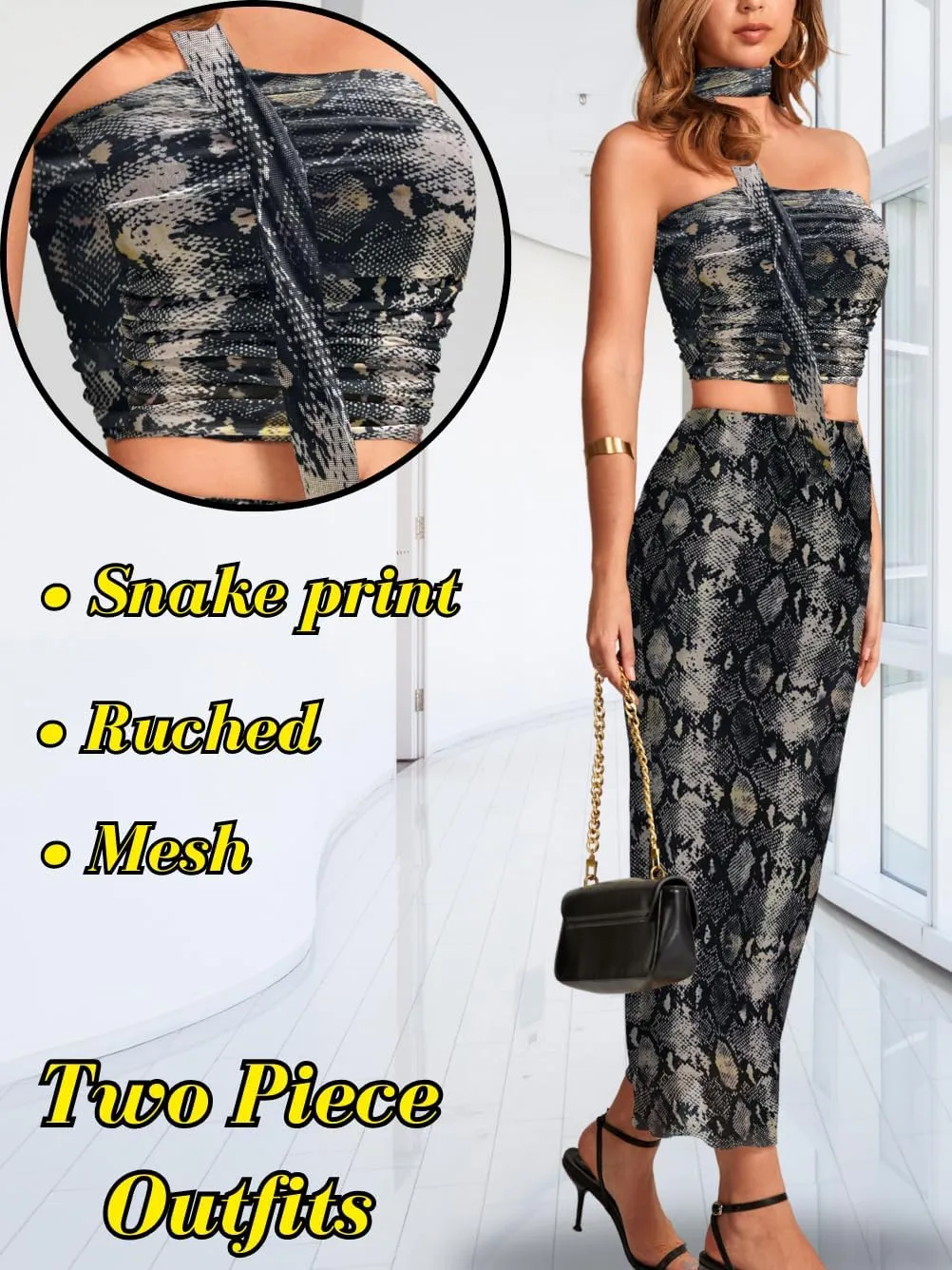 Cheetah Print Maxi Dress, 2 Piece Skirt Set, Going Out Outfits, Animal Tube Top Women Sexy High Waisted Halter