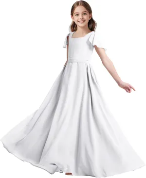 Chiffon Flower Girls Dresses Cap Sleeve Junior Bridesmaid Dress A Line Girls Wedding Party Dress