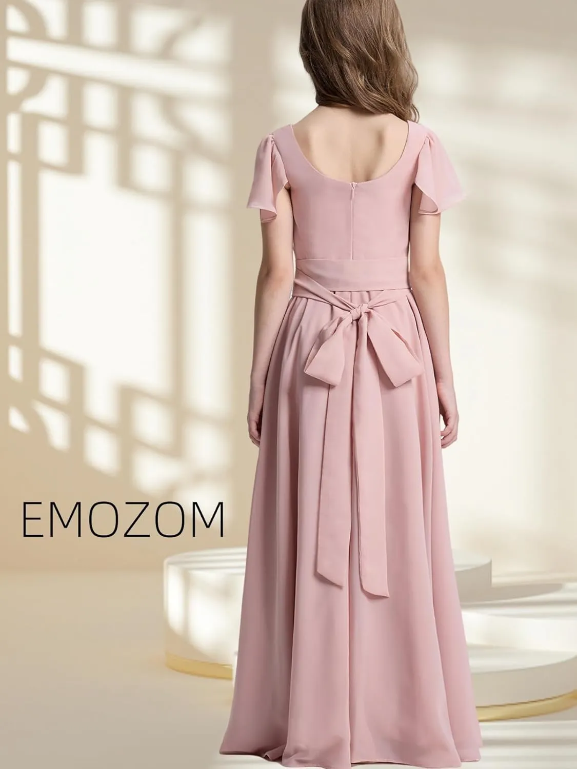 Chiffon Flower Girls Dresses Cap Sleeve Junior Bridesmaid Dress A Line Girls Wedding Party Dress