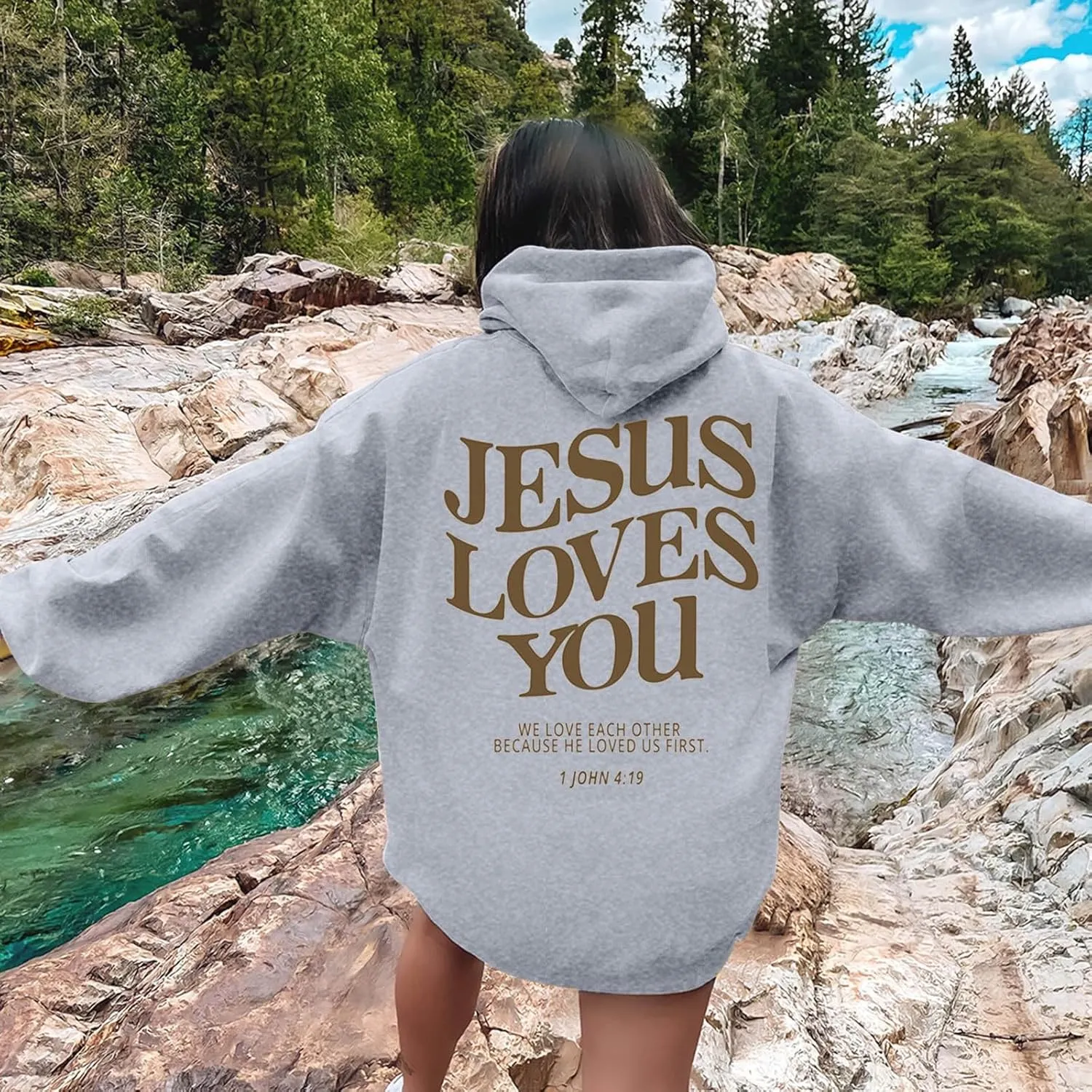 Christian Faith Hoodies Jesus Loves You Sweatshirts Religious God Pullover Oversized Casual Man Woman Tops Shirts