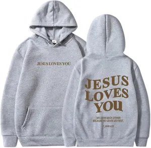 Christian Faith Hoodies Jesus Loves You Sweatshirts Religious God Pullover Oversized Casual Man Woman Tops Shirts