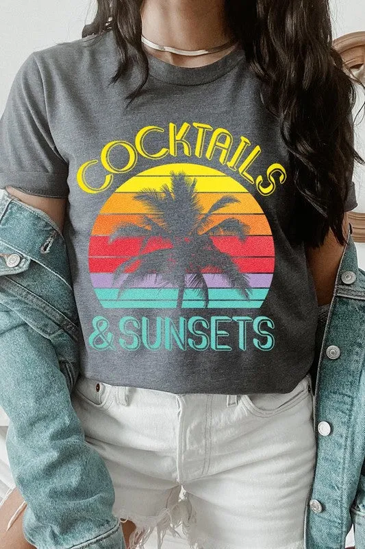 Cocktails & Sunsets Graphic T Shirts