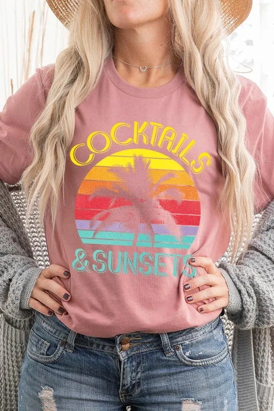 Cocktails & Sunsets Graphic T Shirts