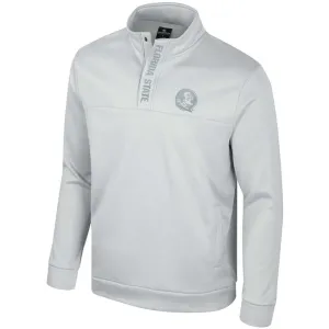 Colosseum Men's Seminole Logo/Florida State 1/4 Snap Performance Fleece - Grey