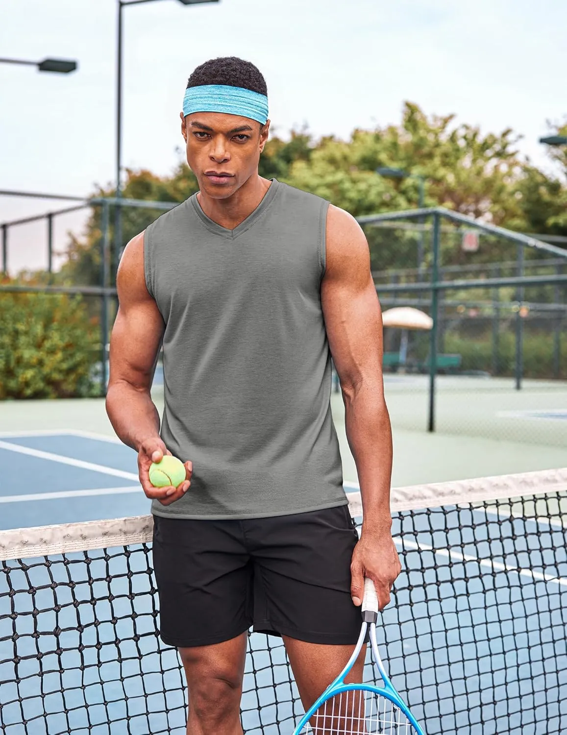 COOFANDY Men's 3 Pack Workout Tank Tops Gym Sleeveless Shirts V Neck Bodybuilding Muscle Tee Shirt