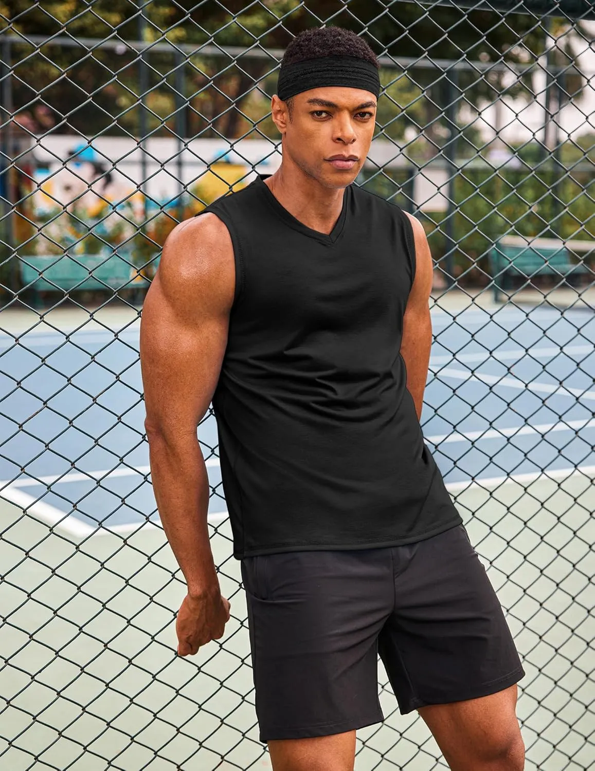 COOFANDY Men's 3 Pack Workout Tank Tops Gym Sleeveless Shirts V Neck Bodybuilding Muscle Tee Shirt